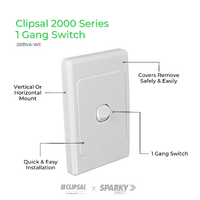 Clipsal 2031VA-WE | 1 Gang Switch 10Amp 2000 Series White