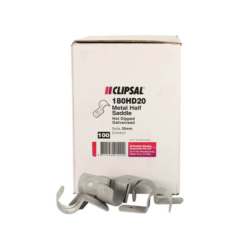 Clipsal 180HD20 Galvanised Half Saddles 20mm | 100 Pack