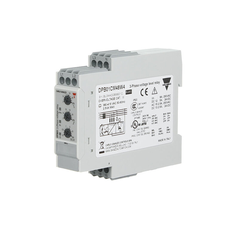 CARLO GAVAZZI DPB01CM48W4 | 3- Phase Sequence Monitoring Relay 380-415V ...